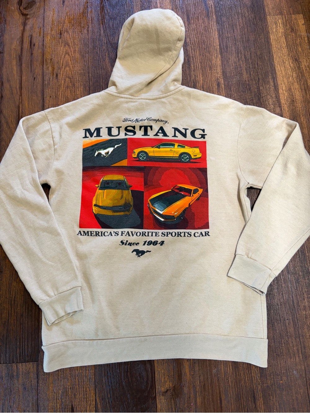 Men's Ford Sweatshirt Beige Logo L Mustang Fastback Bullitt Racing Muscle Speed‎